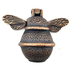 Antika Tarz Dekoratif Pirinç Arı Kapı Tokmağı, Taktak - Küçük, 123X150MM, Antik