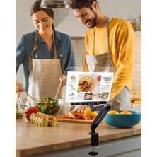 Ayarlanabilir Masa Kenarı Kitap ve Tablet Standı – 360° Dönebilen, 87.5cm Yükseklik Ayarlı, Kelepçeli Metal Kol, Şeffaf Akrilik Panel, Kitap Okuma, Tablet, iPad ile Uyumlu | P87