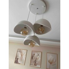 Ferisa Home 3’lü Sarkıt Avize Krem Beton Görünümlü Modern Pinterest Tarzı E27 Ampul Hediyeli