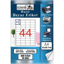 Artlantis A4 Hazır Etiket 48.5X25.4 mm 20 Sayfa 1 Paket 44 Lü Kendinden Yapışkanlı Fotokopi Lazer Inkjet Kağıdı Yazıcılar Için Uyumlu