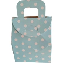 Hediyelik Çanta Mavi Puanlı Kutu Şeker Kutusu Kına Kutusu Lokum Kutusu 25 Adet