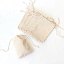 Bağcıklı Krem Ham Bez Kese, 10X15 cm 10 Adet