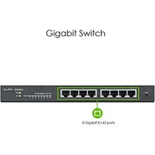 8 Bağlantı Noktalı 10/100/1000 Gigabit Switch | Smartmanaged | Masaüstü/duvar Tipi ve Fansız | Vlan, Igmp, Qos