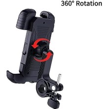 Hobimtek HT-171 Bisiklet Telefon Tutucu Gidon Tipi Motosiklet Telefon Tutucu 360 Dönebilir Darbe Emici Tutacak