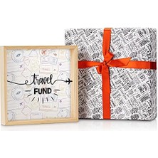 Seyahat Fonu Tasarımlı Ahşap Kumbara Kutusu