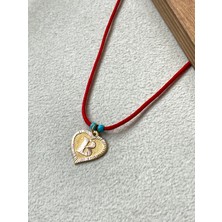 Rupen Kraft Kırmızı Ipli 14 Ayar Altın B Harfi Kolye Altın Kalpli Harf Kolye Altın Harf