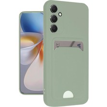 Galaxy A16 ile Uyumlu Kılıf Kartvizitli Kartlıklı Kamera Korumalı Galaxy A16-5G ile Uyumlu Kapak Silikon Soft ve Pürüzsüz Dış Yüzey (Su Yeşil, Galaxy A16)