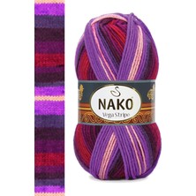 Nako 1 Adet Vega Stripe Premium Akrilik El Örgü Ipi Yünü No: 82412