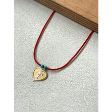 Rupen Kraft Kırmızı Ipli 14 Ayar Altın T Harfi Kolye Altın Kalpli Harf Kolye Altın Harf