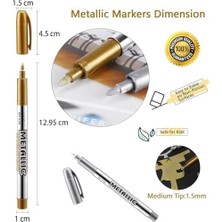 Metalik Boya Markör Kalemleri, 6 Adet Boyama Kalemi, Su Geçirmez ve Hızlı Kuruyan Metalik Kalıcı Işaretleyiciler, Scrapbooking, Kumaş, Dıy Fotoğraf Albümü, Altın ve Gümüş Için