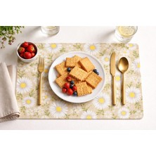 Rona Home Papatya Desenli Petibör Servis Tabak Altlığı – 6’lı Set | Kaymaz, Silinebilir, Şık Sofra Sunum Matı