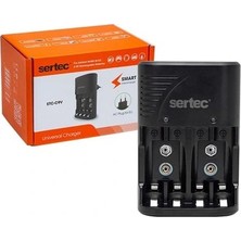 Sertec STC-C802 AA-AAA-9V Uyumlu 4lü Pil Şarj Aleti
