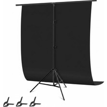 AZT 150*200CM T Stand Bar Fon Tutucu + Siyah Fon Perde Black Background Backdrop Çekim T-Shape