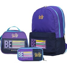 Happy Çift Ana Bölmeli Çocuk Ilkokul Çanta Set Mor