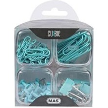 Cubbie Gökkuşağı 4'lü Kutu Ataş Raptiye Seti, Turkuaz