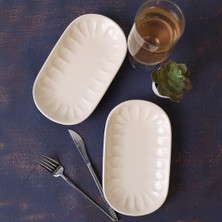 Krem Kayık Tabak 22 cm 2 Adet 030
