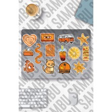 Orange Aesthetic Temalı Etiket Seti 2 - Turuncu - Laptop Notebook Telefon