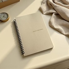 12 Haftalık A5 Beslenme ve Kilo Takip Planlayıcı Defter | Spiralli, Deri Kapaklı, Günlük ve Haftalık Takip | Healthy Journal (Bej)