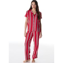 Penti Kırmızı Fiona Düğmeli Gömlek Pantolon Pijama Takımı
