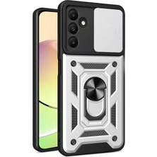 Samsung Galaxy M15 Kılıf Pars Lens Yüzüklü Silikon - Gümüş