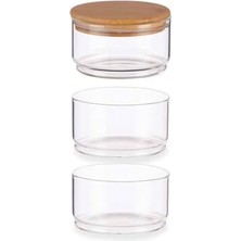 Bambu Kapaklı 320 ml 3 Lü Cam Kavonoz ve Kase Seti Kavanozlar Hava Geçirmez Kare Borosilikat Baharat Kabı,soslar,kuruyemiş,tahıl,bahara, Tuz, Şeker, Makarna, Bakliyat Için Ideal Sağlıklı Cam