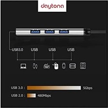 A-809 Uyumlu USB To 4 USB 3.0 Adaptör Çevirici, Gri