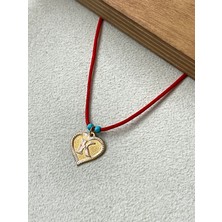 Rupen Kraft Kırmızı Ipli 14 Ayar Altın K Harfi Kolye Altın Kalpli Harf Kolye Altın Harf