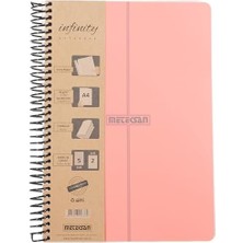 Pastel Serisi, A4, 7 Konulu (5 Kareli, 2 Çizgili) 210 Yaprak Pp Kapaklı Spiralli Defter, Pembe