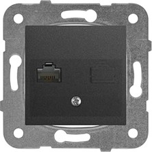 / Füme Data+Nümeris Cat6+Cat3 Mekanizma+Düğme Kapak