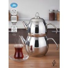 Fms Orta Metal Badem Çaydanlık 4 Parça Bakalit Saplı Uzun Ömürlü İndüksiyon Uyumlu