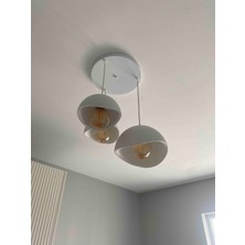 Ferisa Home 3’lü Sarkıt Avize Krem Beton Görünümlü Modern Pinterest Tarzı E27 Ampul Hediyeli