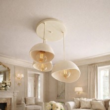 Ferisa Home 3’lü Sarkıt Avize Krem Beton Görünümlü Modern Pinterest Tarzı E27 Ampul Hediyeli