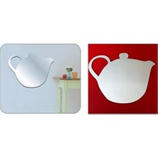 Aynalı Duvar Süsü (Sticker) Çaydanlık Şekilli