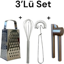 IKEA 2'li Çırpıcı+Çelik Rende+Çelik Sarımsak Ezici 3lü Set Pratik Mutfak Gereçleri