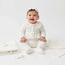 Kız Bebek Dantelli Beyaz Papyonlu 10 Lu Hastane Çıkış Seti