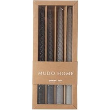 4lü Şamdan Mum Degrade Gri-Siyah 25CM