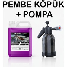 Pembe Köpük Oto Yıkama Şampuanı 5lt + 2lt Köpük Pompa