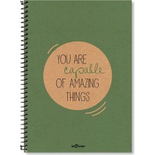 Lé 2015074/3 Eco Sert Kapaklı, Spiralli, Sarı Kağıtlı, 200 Sayfa Yeşıl