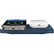 WIZ019VFBL-APL Boostcharge Pro 2‑in‑1 Magsafe 15W Kablosuz Şarj Standı - Mavi