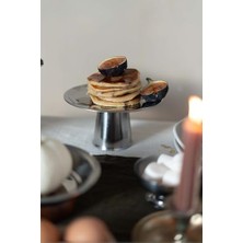 & Yüksek Metal Ayaklı 18 cm Metal Dekoratif Yuvarlak Servis/sunum Tabak Stand