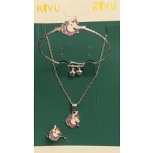 TrendyChic Çocuklar Için Unicorn Kolye Yüzük Bileklik Takı Seti