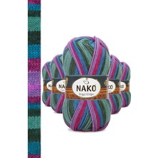 Nako 5 Adet Vega Stripe Premium Akrilik El Örgü Ipi Yünü No: 82408