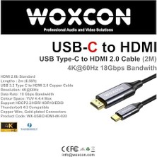 Usb-C To HDMI Cable, USB 3.2 Type C, Hdmı2.0b Standart, 4K 60Hz, 18GBPS, Hdr, HDR10, 3d, Hdcp2.2