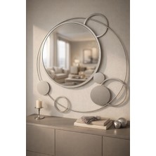 Wallover Design Glow Mat Gümüş Luxe Design – Özel Tasarım Modern Dekoratif Ayna, Makyaj Aynası 90X90 cm