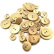 Tahta Dikme, 2 Delik Çanak Model, Doğal Ahşap, Zeytin AĞACI,100 Adet 20MM-32L