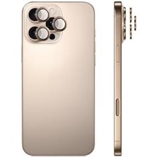 Safeus Safir Temperli Kamera Lens Koruyucu, 16 Pro Max ve 16 Pro ile Uyumlu (Çöl Titanyum)