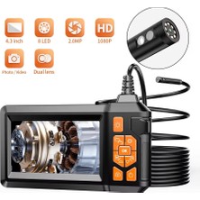 EkoAlışverişDünyam 10 mt Ekranlı 3 Kameralı Endoskop Yılan Kamera Hafıza Girişli Sert Kablo Işıklı 8 mm