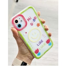 11 ile Uyumlu (Köşeli - 12 Görünümlü) Şeffaf Hi Good Baskı Desenli Silikon Kılıf