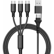 CR40 100W Type-C ve Usb'den 3 Adet Type-C'ye Pd Hızlı Şarj Örgü Kablo 3in2 Emark Çipi 20V5A