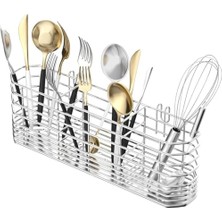 Mutfak Eşyası Tutucu, 3 Bölmeli Çatal Kaşık Organizatörü, 304 Paslanmaz Çelik Kurutma Askısı, Bulaşık Kurutma Için Mutfak Tezgahına Uygun